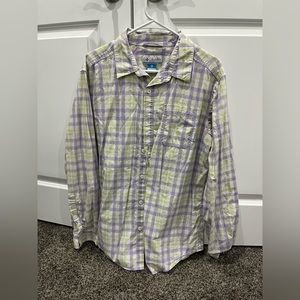 Purple and Green Casual Button Down Shirt